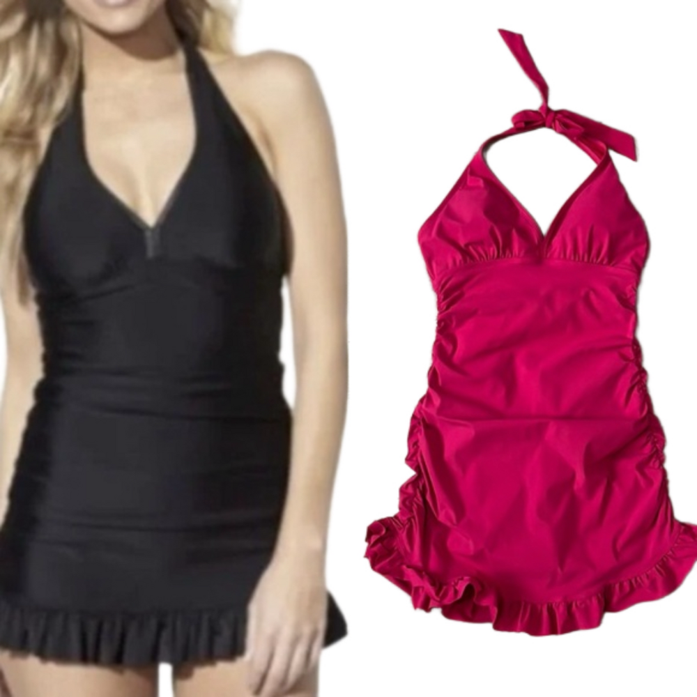 Spanx Love Your Assets Haulter Swimsuit Dress pink m